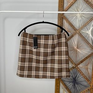 Nastygal Brown Plaid Mini Skirt